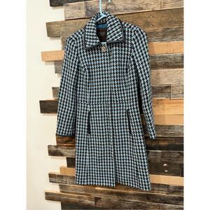 COACH Tweed Woven Wool Blue & Brown Coat Size XS